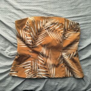 White House Black Market Brown Palm Leaf Tube Top